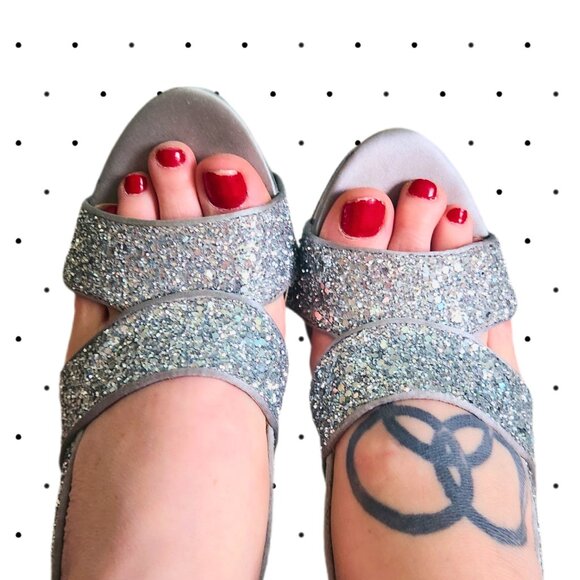 Nine West silver glitter slingback high heels - Picture 5 of 7